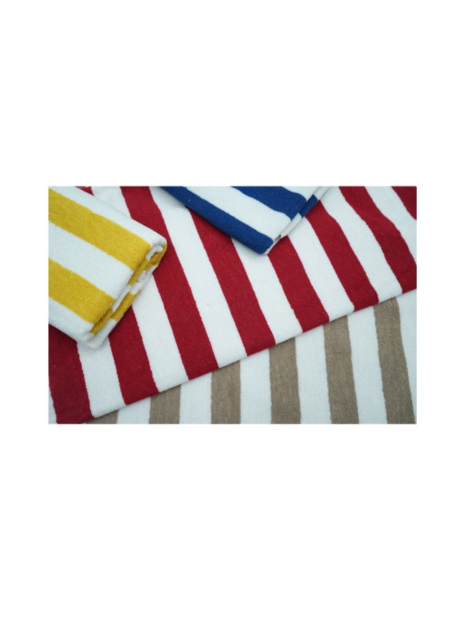 Ambrosia منشفة شاطئية كبيرة 90x180 سم من القطن الأصفر والأبيض المخطط لصيف سريع الجفاف وملاءة حمام تيري وغطاء شاطئي للنزهات والسفر والسبا - Image 4